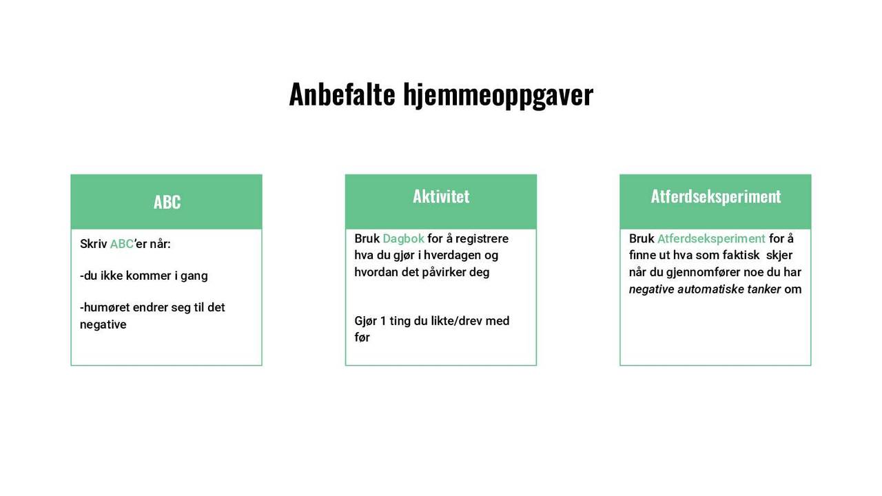 Anbefalte hjemmeoppgaver