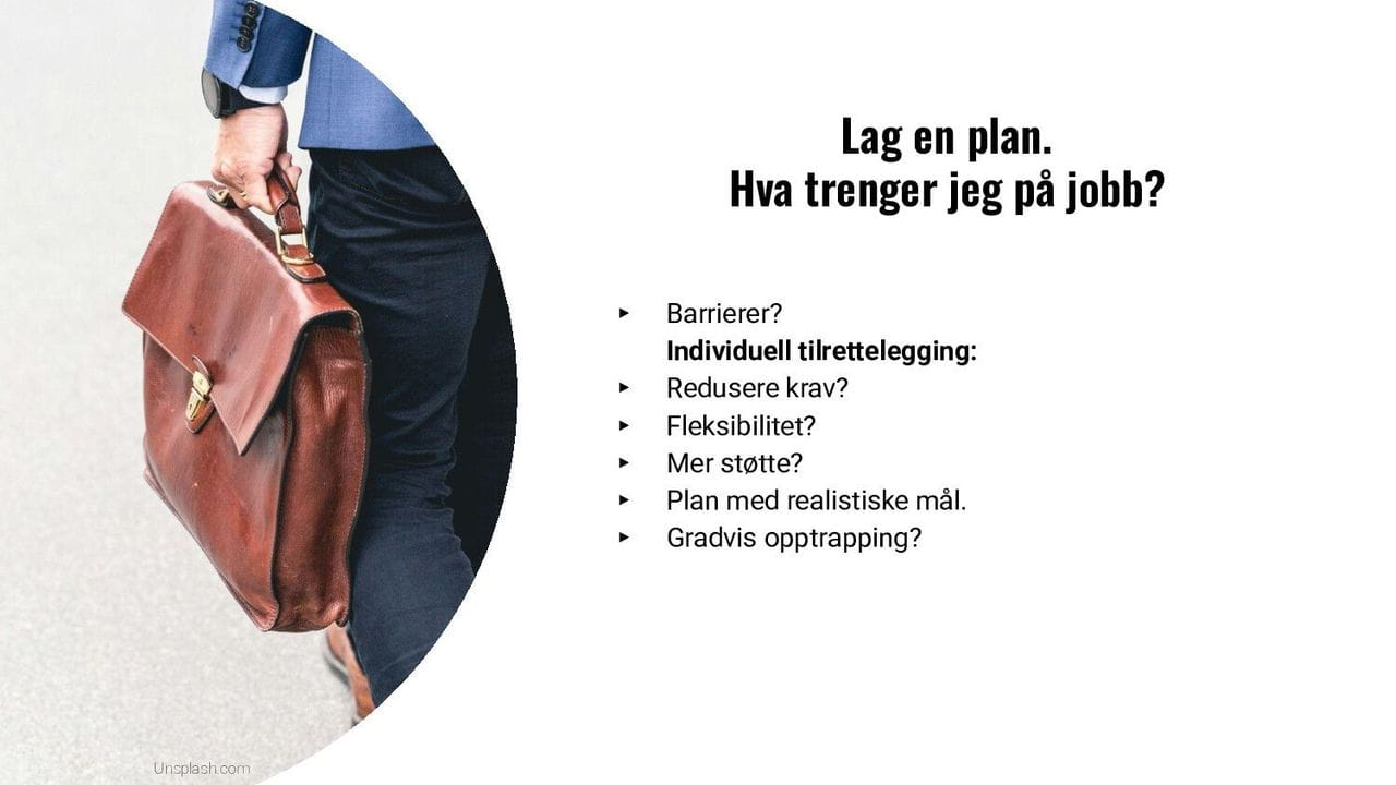 Lag en plan. Hva trenger jeg på jobb?