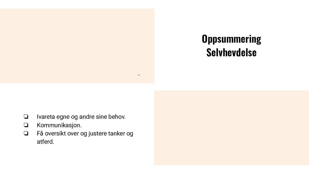 Oppsummering selvhevdelse