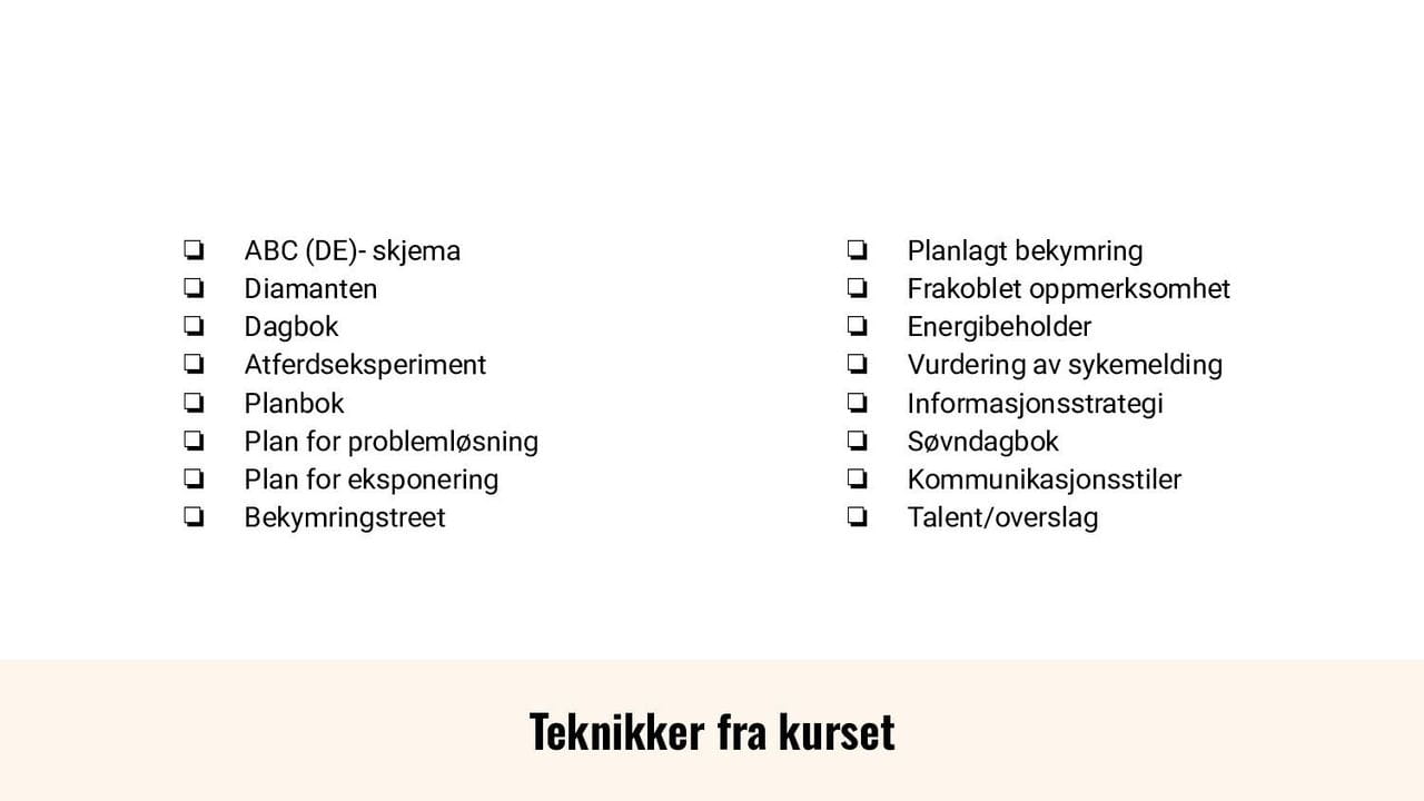 Teknikker fra kurset
