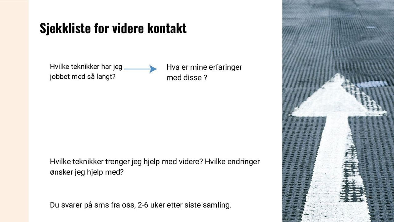 Sjekkliste for videre kontakt